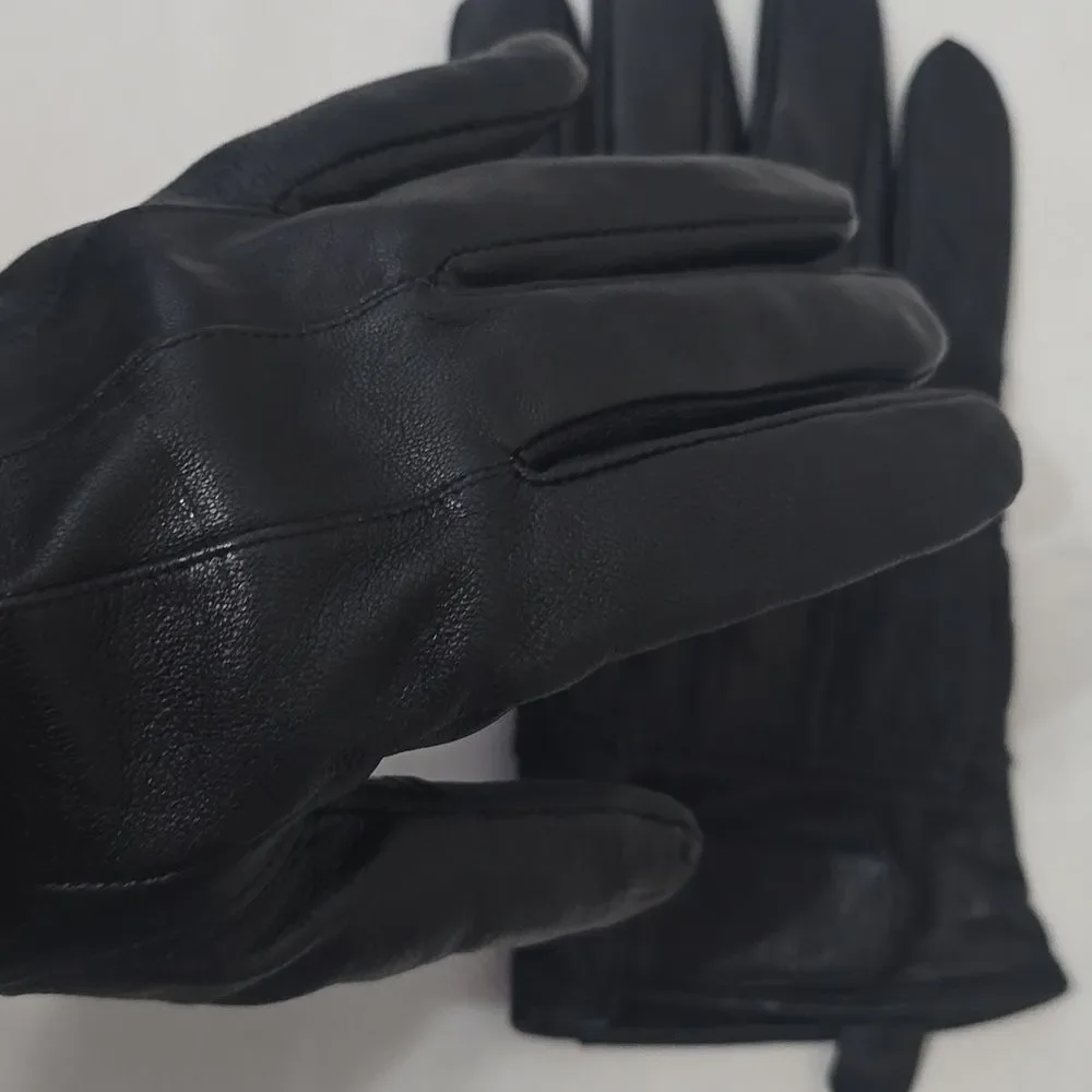 Women's Black Leather Gloves L